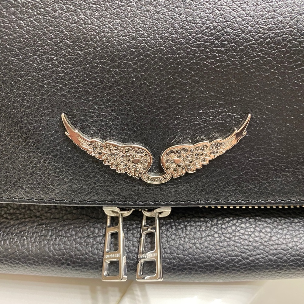 Zadig & Voltaire Black Leather Crossbody Bag with Chain Detail - Picture 3 of 7